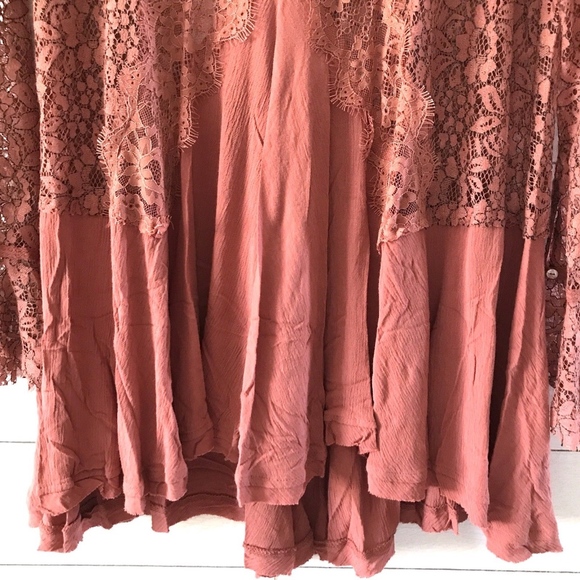 Free People Dusty Mauve Tell Tale Lace Mini Dress - Picture 6 of 8